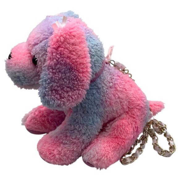 Puppy Dog Plush Stuffed Animal Purse Chain Strap Zip Open 9" Multicolor - Picture 2 of 7